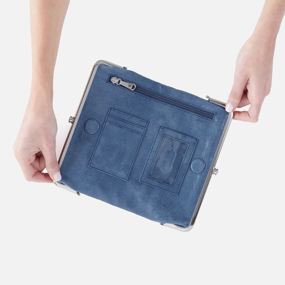 Lauren Clutch Wallet in Buffed Leather Azure Studded - Picture 3 of 7